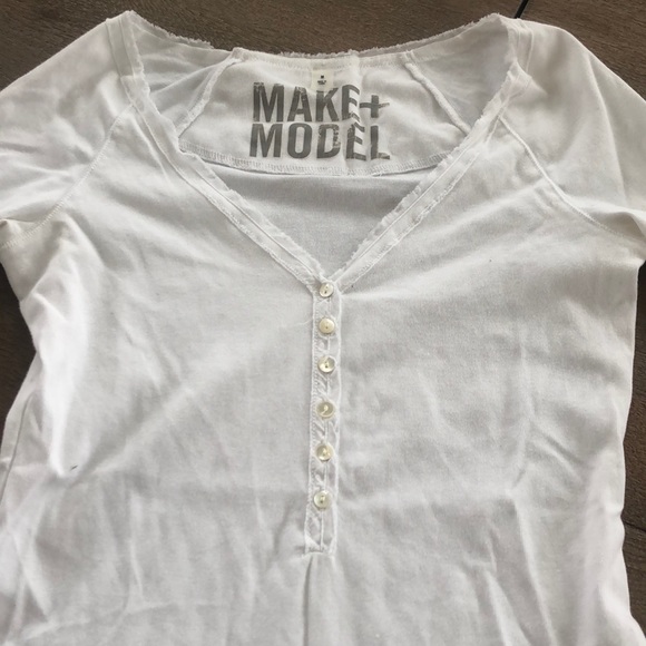 White deep V Henley - Picture 2 of 7